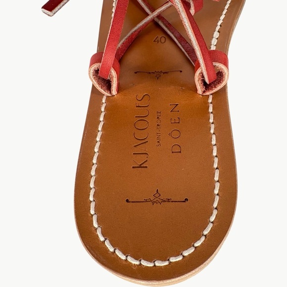 NIB DÔEN & K.Jacques Bikini Sandal | Sz 40 (9) | Rouge Vachetta (Tan) - Picture 11 of 16